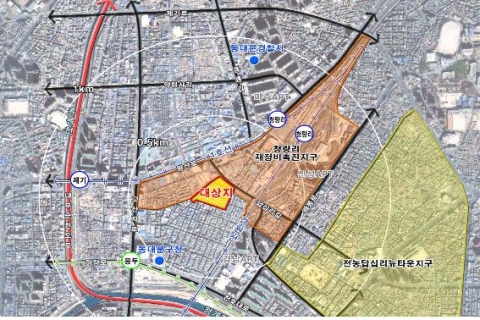 동부청과시장 시장정비사업 위치도