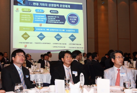 현대자동차그룹(회장 정몽구)은 27일 경기도 화성에서 이현순 현대ㆍ기아차 연구개발본부 부회장, 오승국 현대ㆍ기아차 부품구매개발담당 부사장 등 현대차그룹 관계자와 1ㆍ2차 부품 협력