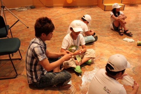 충남 금산군 한국타이어 연수원에서 사원자녀들이 ‘동그라미캠프’에 참가하고 있다.