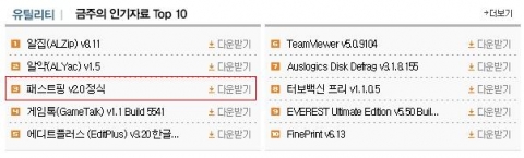패스트핑 2.0은 등록 첫 주 유틸리티 다운로드 순위 3위에 오르며 가파른 상승을 하고 있다.