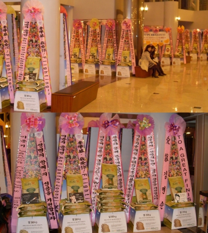 뮤지컬 '생명의 항해' 마지막공연장인 대전문화예술의전당 아트홀의 이준기 응원 드리미 쌀오브제