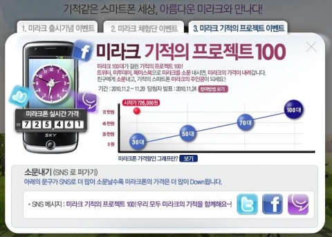 스카이 미라크, ‘기적의 프로젝트 100’ 실시