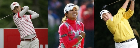 올 시즌 한미일 그린 휩쓴 건국대 여 프로골퍼 3인방. 사진 왼쪽부터 최나연 이보미 안선주