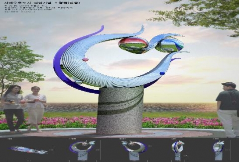 인천시 조형물 중국 단동에서 제막식 거행