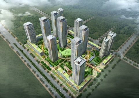 송도 글로벌캠퍼스 푸르지오 아파트 조감도