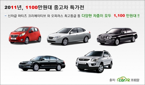 2011년이라서 특별한 가격…카피알, 1,100만원대 중고차 초특가전 실시