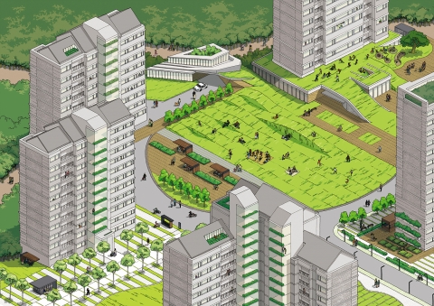 Design LH의 비전(地生家)과 핵심가이드라인을 표현한 일러스트