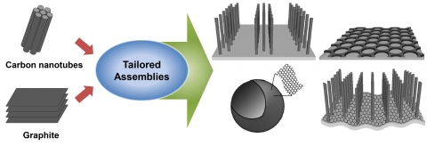 그래핀과 탄소나노튜브의 맞춤형 조립에 관한 모식도