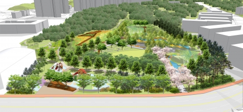 초안산 골프연습장 계획부지 공원조성 조감도