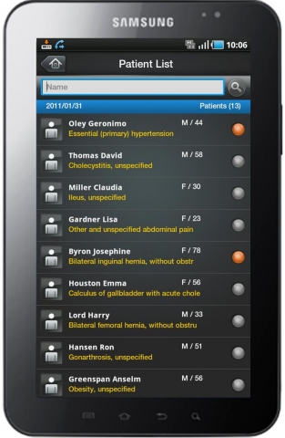 삼성 갤럭시탭SAP EMR 구현화면