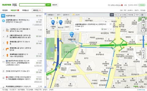 서울시내 대중교통 도보연계 화면