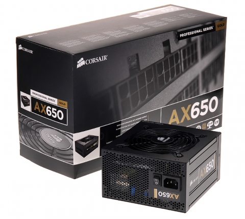 이번에 출시된 CORSARI AX650 제품 사진