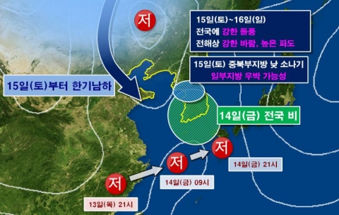 14일(금)~16일(일) 기상전망