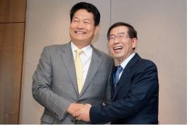 송영길 인천시장, 박원순 서울시장 후보와 만남 가져