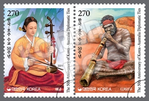 한국 호주 수교 50주년 기념우표 이미지