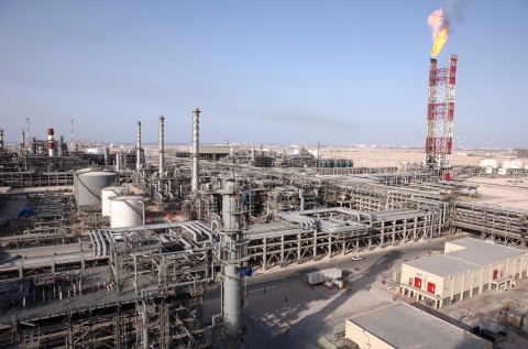 현대중공업을 비롯한 세계 12개 건설‧엔지니어링사가 22일(화) 준공한 카타르 라스라판 지역의 GTL(가스 액체연료화 시설) 설비 모습