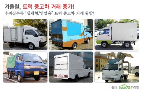 겨울철 중고차 시장에는 생계형, 영업용 트럭 거래가 활발하게 이루어지고 있다.