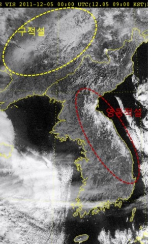 2011.12.05. 09:00KST 천리안위성에서 관측한 강원영동 및 북한지역 적설
