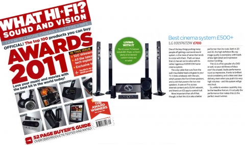 세계적 홈 엔터테인먼트 전문지 ‘왓 하이파이 사운드 앤 비전(What Hi-Fi Sound and Vision)’ 11월호는 LG 시네마 3D 홈시어터(모델명: HX976TZW)를