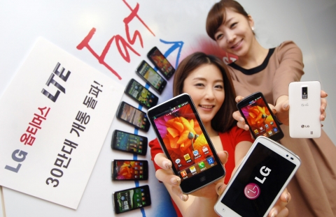LG전자의 초고화질 HD 스마트폰 ‘옵티머스 LTE’가 출시 2달 만에 개통 30만 대를 돌파했다.