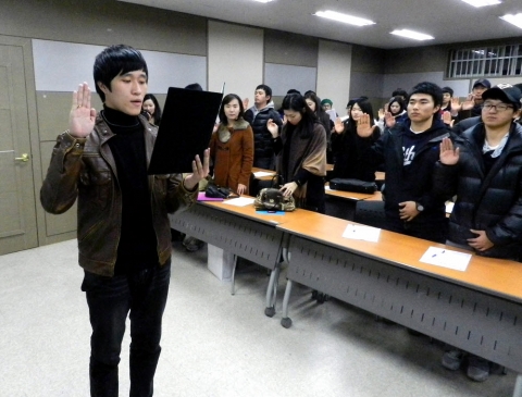 동명대학교의 19일 일본연수단 발대식 장면3