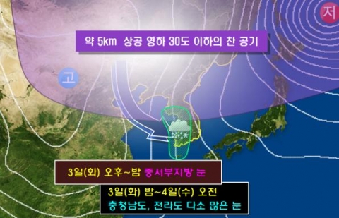 1월 3일 밤 예상일기도