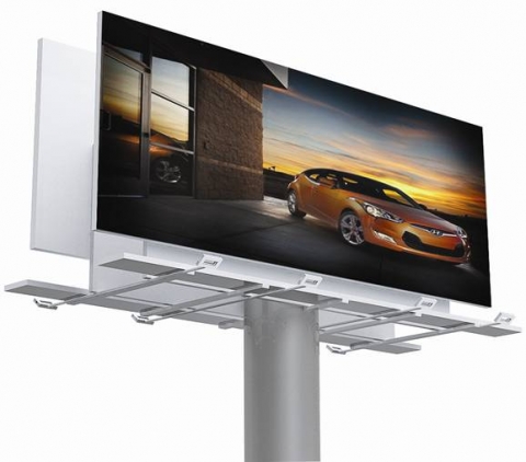 LED투광기 광고판 부착 모습