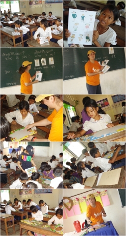캄보디아 바콩 초등학교 태글리쉬 정선희 강사 한국어 교육봉사 활동 모습