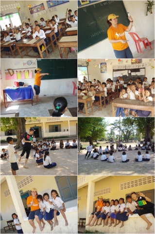 캄보디아 바콩 초등학교 태글리쉬 정선희 유지상 강사 교육봉사 활동 모습