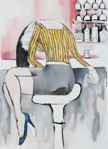 전시회'돌아가자,장미여관으로' 출품작 _이재우_bar에 앉은 여자_72.7cmx53.0cm_oil on canvas_2011