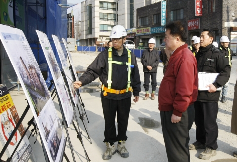 한범덕 청주시장, ‘해빙기’ 공사장 현장점검 나서