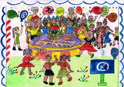 개발도상국 아이들이 그린 플랜75주년 축하 카드