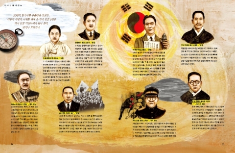 식민지 시대와 독립운동의 주요 인물을 맑고 흐림으로 표현한 &#039;역사 인물 기상도&#039;. 유관순, 김구 등은 맑음인데 반해 매국노의 대명사 이완용은 계속 흐림, 친일 문학의 최고봉 이광수는 맑다가 흐림.