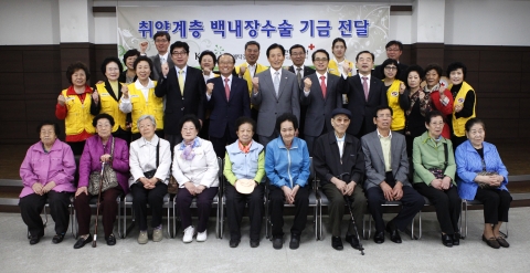 2번째 줄 왼쪽에서 5번째 한국예탁결제원 김경중 사장, 번째 줄 왼쪽에서 6번째 대한적십자사 서울지사 제타룡 회장.