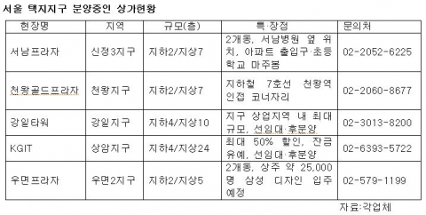 서울 택지지구 분양중인 상가현황