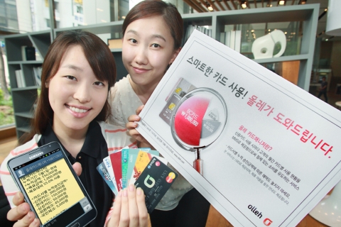 KT는 신용카드나 체크카드 사용시 문자메시지로 받는 승인내역을 자동 취합하여 누적사용 금액을 실시간으로 알려주는 ‘올레 카드매니저’ 서비스를 출시한다.