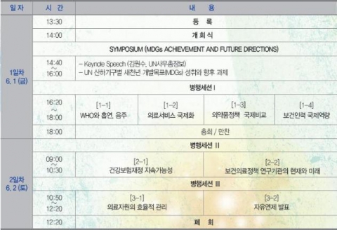 한국보건행정학회 전기학술대회 일정표