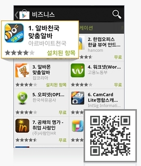 아르바이트 전문포털 알바천국은 자사가 출시한 개인별 맞춤 알바 앱인 ‘스마트 맞춤알바’ 가 국내 구글 안드로이드 마켓 비즈니스 카테고리와 IOS 앱스토어 취업부문에서 동시에 1위(30일 기준)를 석권했다고 밝혔다.