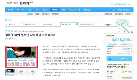 다음 아고라&#039;희망해&#039;의 은지남매를 위한 모금함