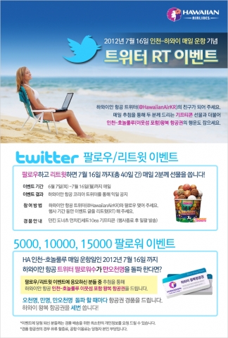 하와이안항공 트위터 이벤트 배너