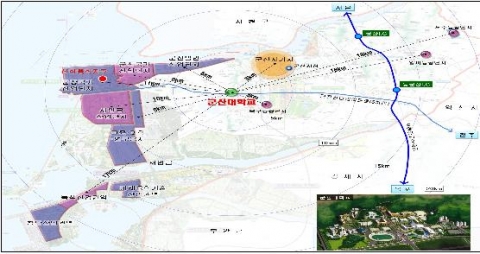 군산대학교 인근의 산업단지 및 산업단지 캠퍼스가 위치하게 될 산학융합지구