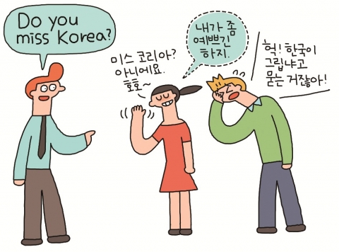 책 속에 담긴 공감 100% 영어 실수담 1. 이민 온 여성에게 Do you miss Korea?(한국이 그리우시죠?)라고 물었더니 ‘미스코리아’냐고 묻는 줄 알고 부끄러워하며 No, I am not Miss Korea.(아뇨, 저 미스코리아 아니에요.) 라고 한 사연