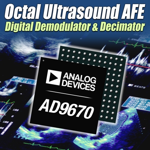 아나로그디바이스, 업계 최초 디지털 I/Q 복조 및 데시메이션 필터 탑재된 8채널 초음파 수신기 선보여
