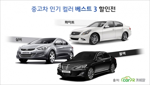 중고차 가장 인기있는 색상은 이것!
카피알 중고차 인기컬러 베스트3 할인전 실시