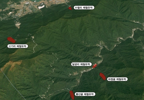 운봉고원 제철유적 분포 위성사진