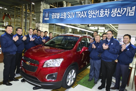 GM Korea today began production of the Trax, Chevrolet’s first global small SUV, at its manufacturing facility in Bupyeong. The Trax will initially be sold in Korea, starting early next year.