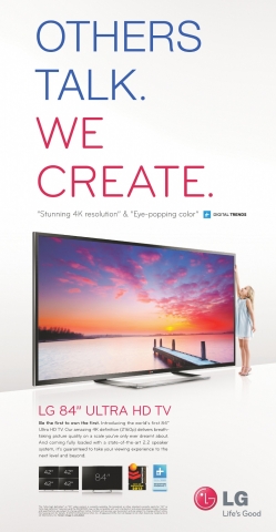LG전자가 8일(현지시간) 美 최대 일간지인 US 투데이(US Today)에 집행한 84형 울트라HD TV 광고.