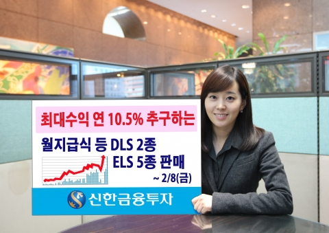 신한금융투자는 2월 5일(화)부터 2월 8일(금) 다양한 기초자산과 수익구조를 갖춘 DLS 2종과 ELS 5종을 판매한다.