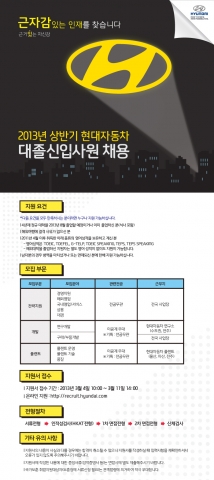 현대자동차가 상반기 대졸 신입사원 공채를 앞두고 우수인재 확보를 위한 잡페어(Job Fair, 취업박람회)를 개최한다.