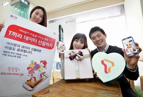 SK텔레콤의 ‘T끼리 데이터 선물하기’ 서비스가 총 이용건수 50만 건을 돌파하는 등 고객들에게 큰 호응을 얻으며 LTE 데이터 서비스 이용의 새로운 문화로 떠오르고 있다.